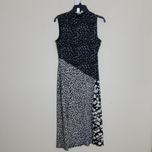 Warehouse Floral Animal Print Black and White Sleeveless Dress Size 10